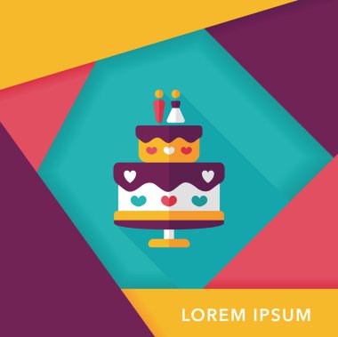 Düğün pastası uzun gölge, eps10 düz simgesiyle