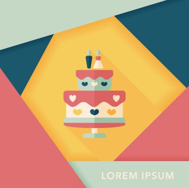 Düğün pastası uzun gölge, eps10 düz simgesiyle