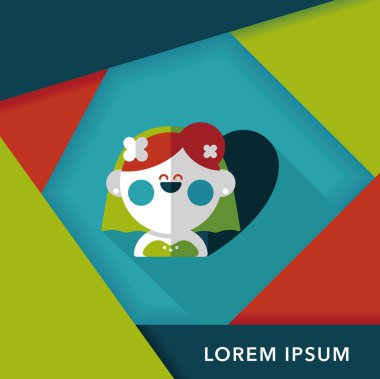 Gelinin düz ikonu, uzun gölgeli, eps10