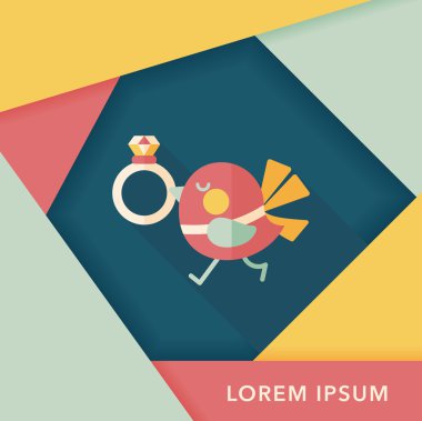 kuş uzun gölge, eps10 ile elmas yüzük düz simgesi ile düğün