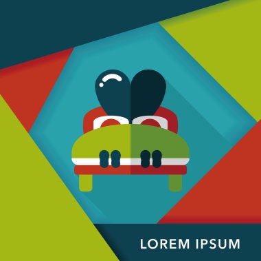 Düğün çifti yatak düz ikonu, uzun gölge, eps10