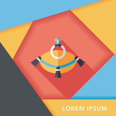 Elmas yüzük düz simgesi ile uzun gölge, eps10 teklif