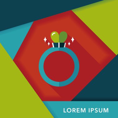 Uzun Gölge, ep ile Sevgililer günü kalp elmas yüzük düz simgesi