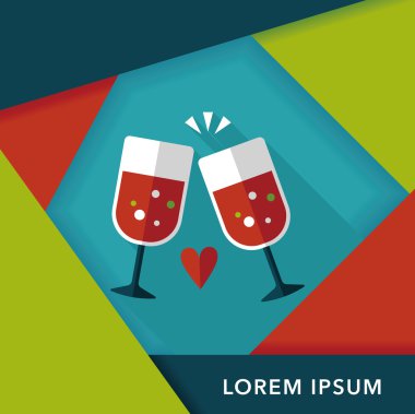 Uzun Gölge, eps10 ile Sevgililer günü şampanya düz simgesi