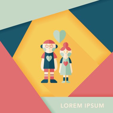 Uzun Gölge, eps10 ile Sevgililer günü Çift düz simgesi