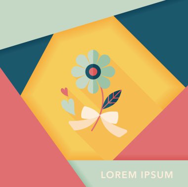 Sevgililer Günü çiçekleri uzun gölgeli düz ikon, eps10