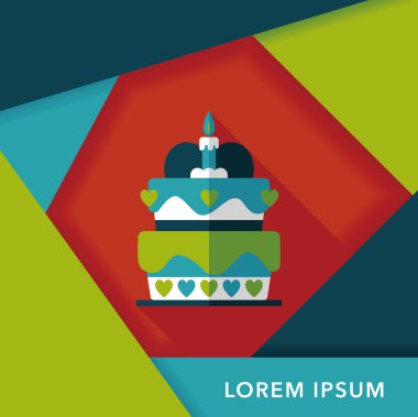 Uzun Gölge, eps10 ile Sevgililer günü pastası düz simgesi