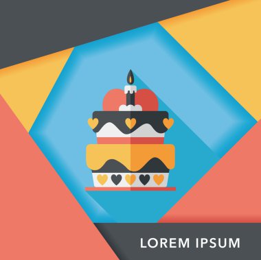 Uzun Gölge, eps10 ile Sevgililer günü pastası düz simgesi