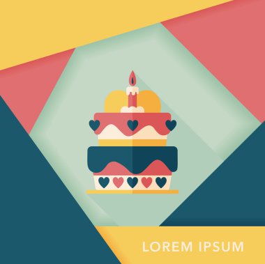 Uzun Gölge, eps10 ile Sevgililer günü pastası düz simgesi