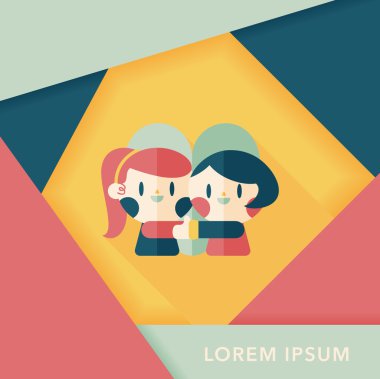 Uzun Gölge, eps10 ile Sevgililer günü Çift düz simgesi