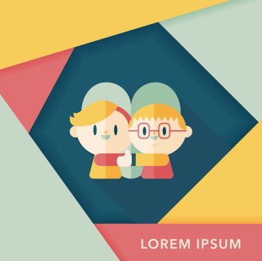 Uzun Gölge, eps10 ile Sevgililer günü Çift düz simgesi