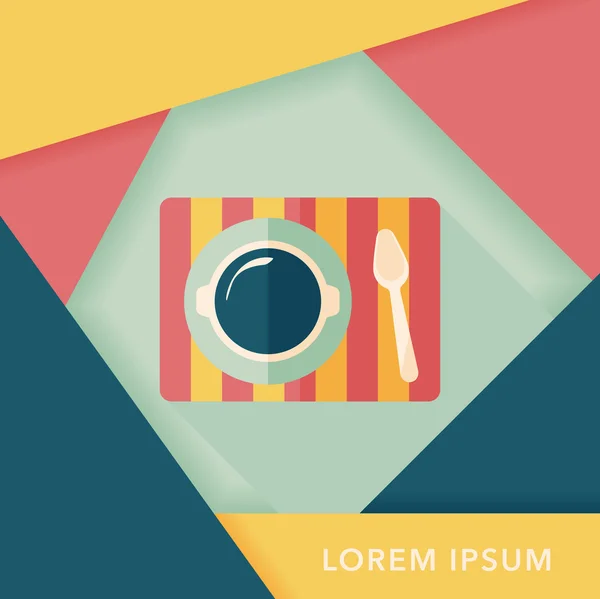 Tableware flat icon with long shadow, eps10 — стоковый вектор