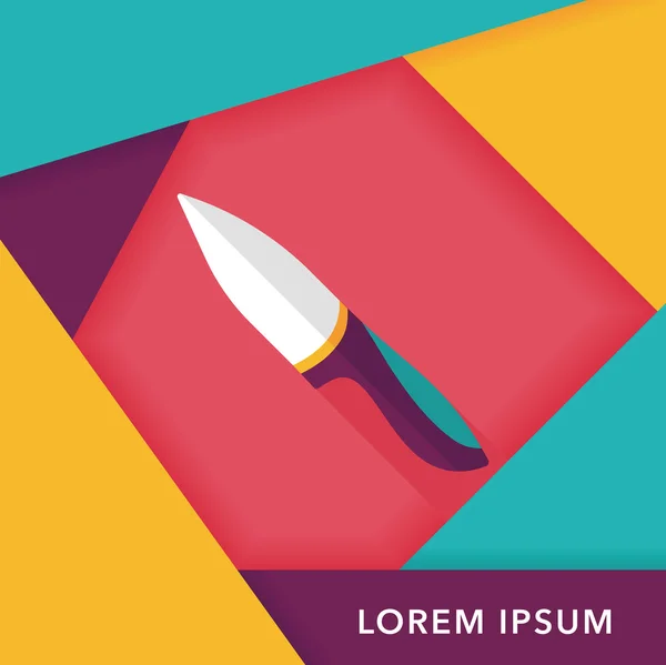 Couteau à fruits ustensiles de cuisine icône plate avec ombre longue, eps10 — Image vectorielle