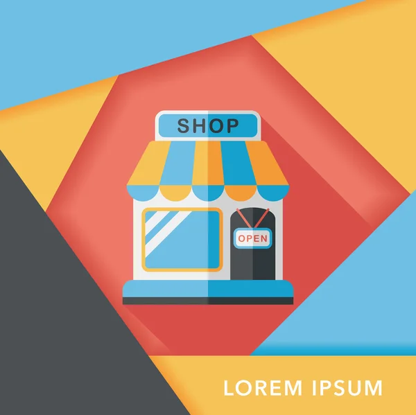 Tienda de compras icono plano con sombra larga, eps10 — Vector de stock