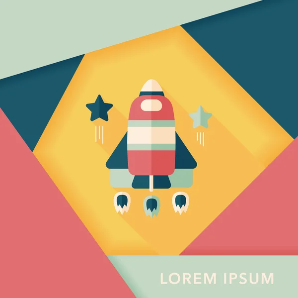 Space rocket flat icon with long shadow, eps10 — стоковый вектор