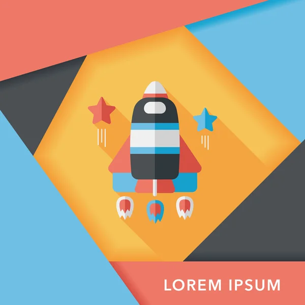 Space rocket flat icon with long shadow, eps10 — стоковый вектор