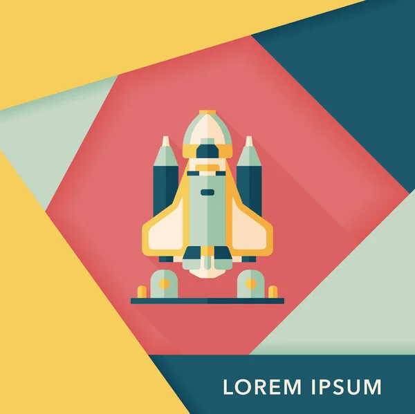 Space rocket flat icon with long shadow, eps10 — стоковый вектор