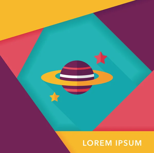 Space planet flat icon with long shadow, eps10 — стоковый вектор