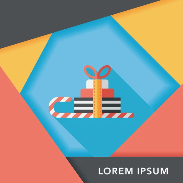 Panier cadeau traîneau de Noël icône plate avec ombre longue, eps10 — Image vectorielle