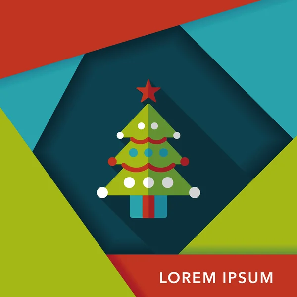 Vánoční stromek plochý ikona s dlouhý stín, eps10 — Stockový vektor