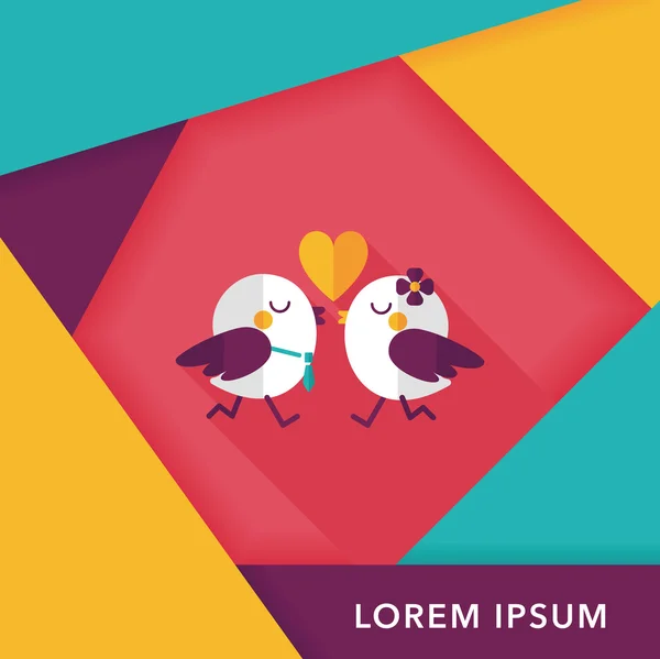 Valentine's Day lover bird flat icon with long shadow, eps10 — Image vectorielle