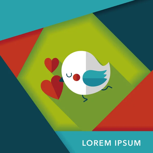 Valentinstag Liebhaber Vogel flache Ikone mit langem Schatten, Eps10 — Stockvektor