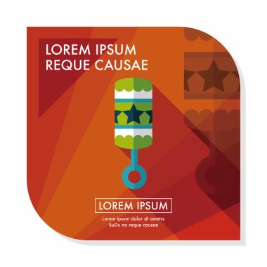 Bebek çıngırağı düz simgesi ile uzun gölge, eps10