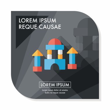 uzun gölge ile tuğla ev düz simgesi