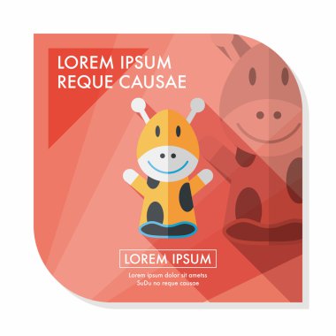 zürafa El kuklası düz simgesi ile uzun gölge, eps10