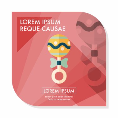 Bebek çıngırağı düz simgesi ile uzun gölge, eps10