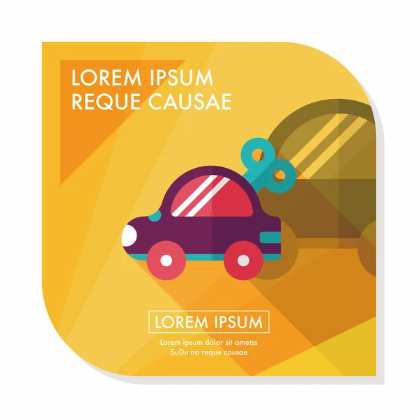 Juguete coche icono plano con sombra larga, eps10 — Vector de stock