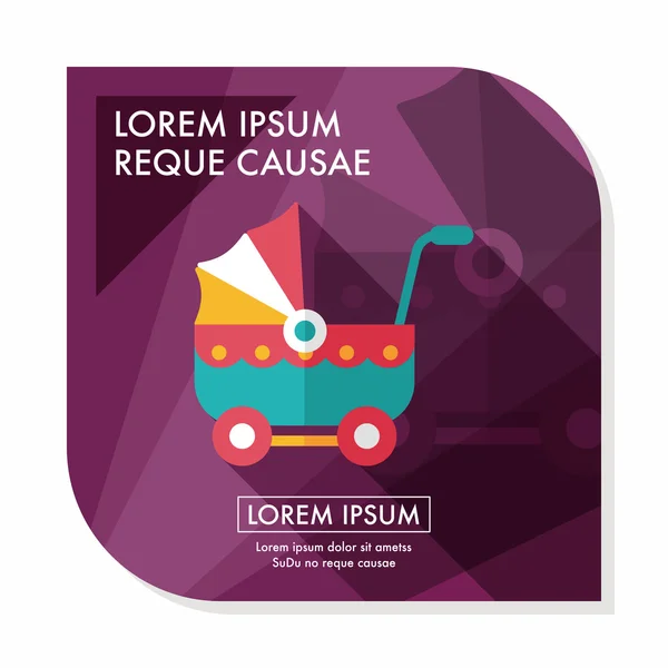 Icono plano Pram con sombra larga, eps10 — Vector de stock