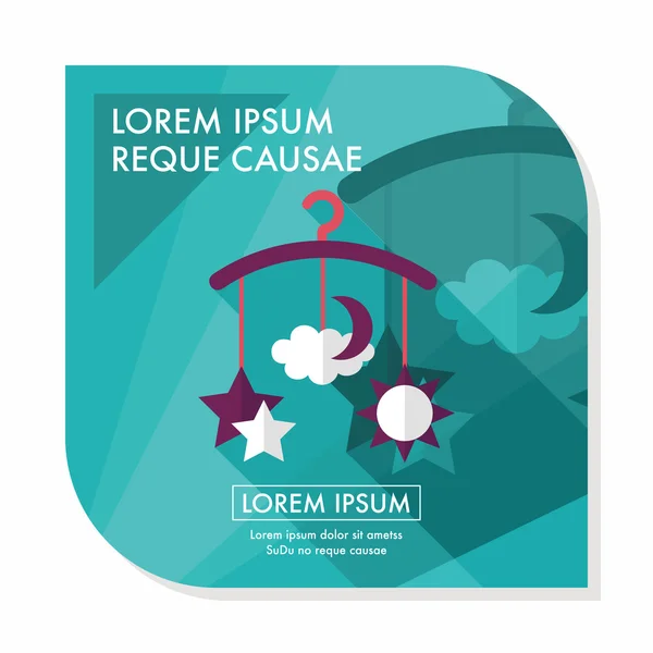 Дитяче ліжечко висить іграшкова плоска іконка з довгою тінь, EPS 10 — стоковий вектор