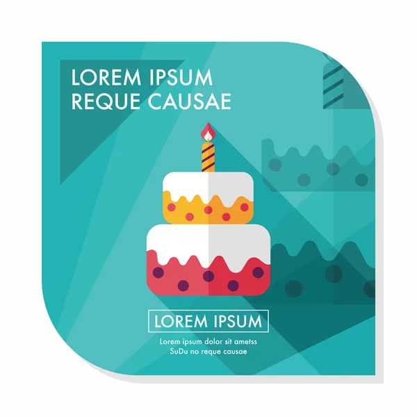 Торт на день народження плоский значок з довгою тінь, триває10 — стоковий вектор