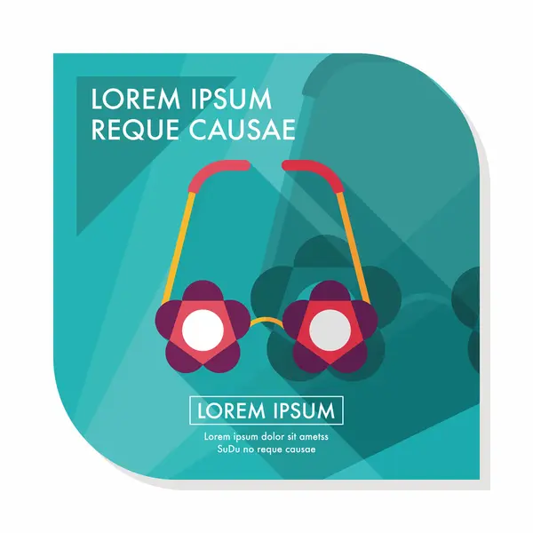 Gafas de flores icono plano con sombra larga, eps10 — Vector de stock