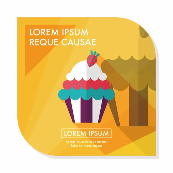 Cupcake icono plano con sombra larga, eps10 — Vector de stock