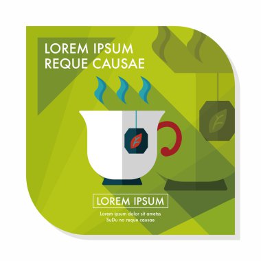 sıcak çay uzun gölge, eps10 düz simgesiyle