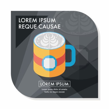 kahve latte sanat düz simgesiyle uzun gölge, eps10