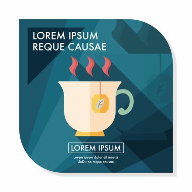 sıcak çay uzun gölge, eps10 düz simgesiyle