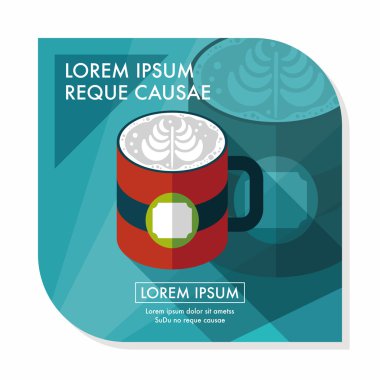 kahve latte sanat düz simgesiyle uzun gölge, eps10