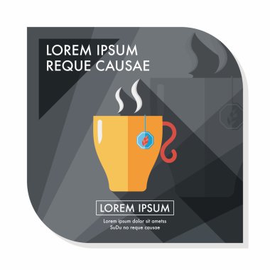 sıcak çay uzun gölge, eps10 düz simgesiyle