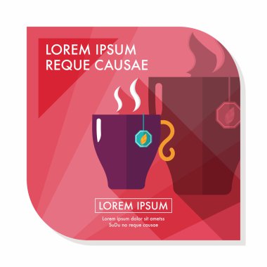 sıcak çay uzun gölge, eps10 düz simgesiyle