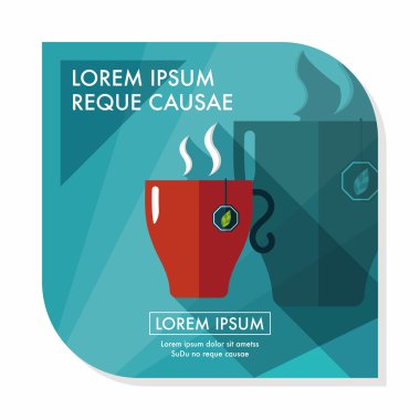 sıcak çay uzun gölge, eps10 düz simgesiyle