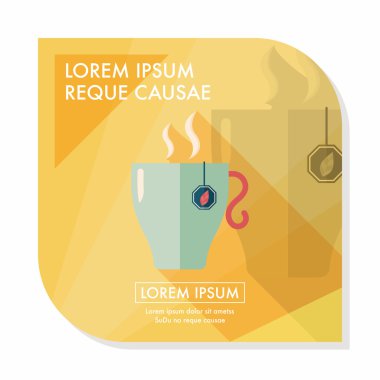 sıcak çay uzun gölge, eps10 düz simgesiyle