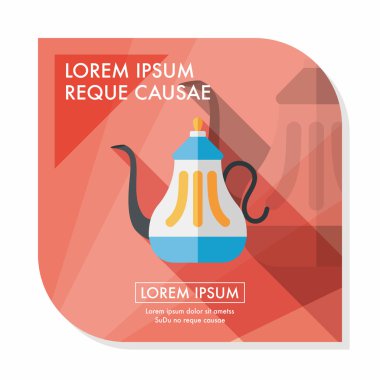 Uzun Gölge, eps10 ile çay potu düz simgesi