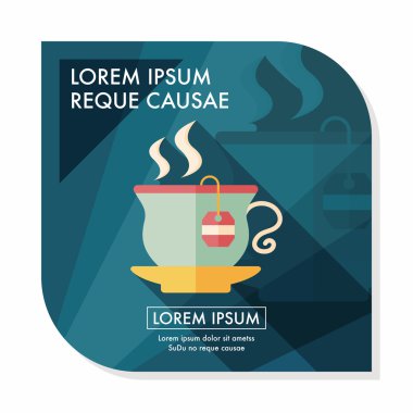 sıcak çay uzun gölge, eps10 düz simgesiyle