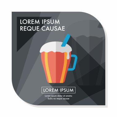 sıcak süt krem kahve düz simgesi ile uzun gölge, eps10