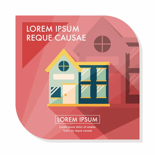 Будівельний будинок плоский значок з довгою тінь, триває10 — стоковий вектор