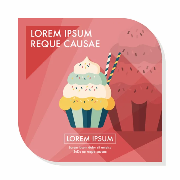 Cupcake icono plano con sombra larga, eps10 — Vector de stock