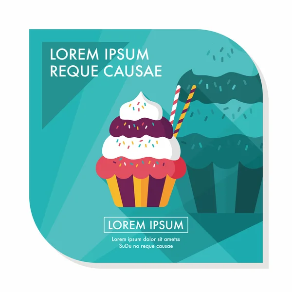 Cupcake icono plano con sombra larga, eps10 — Vector de stock